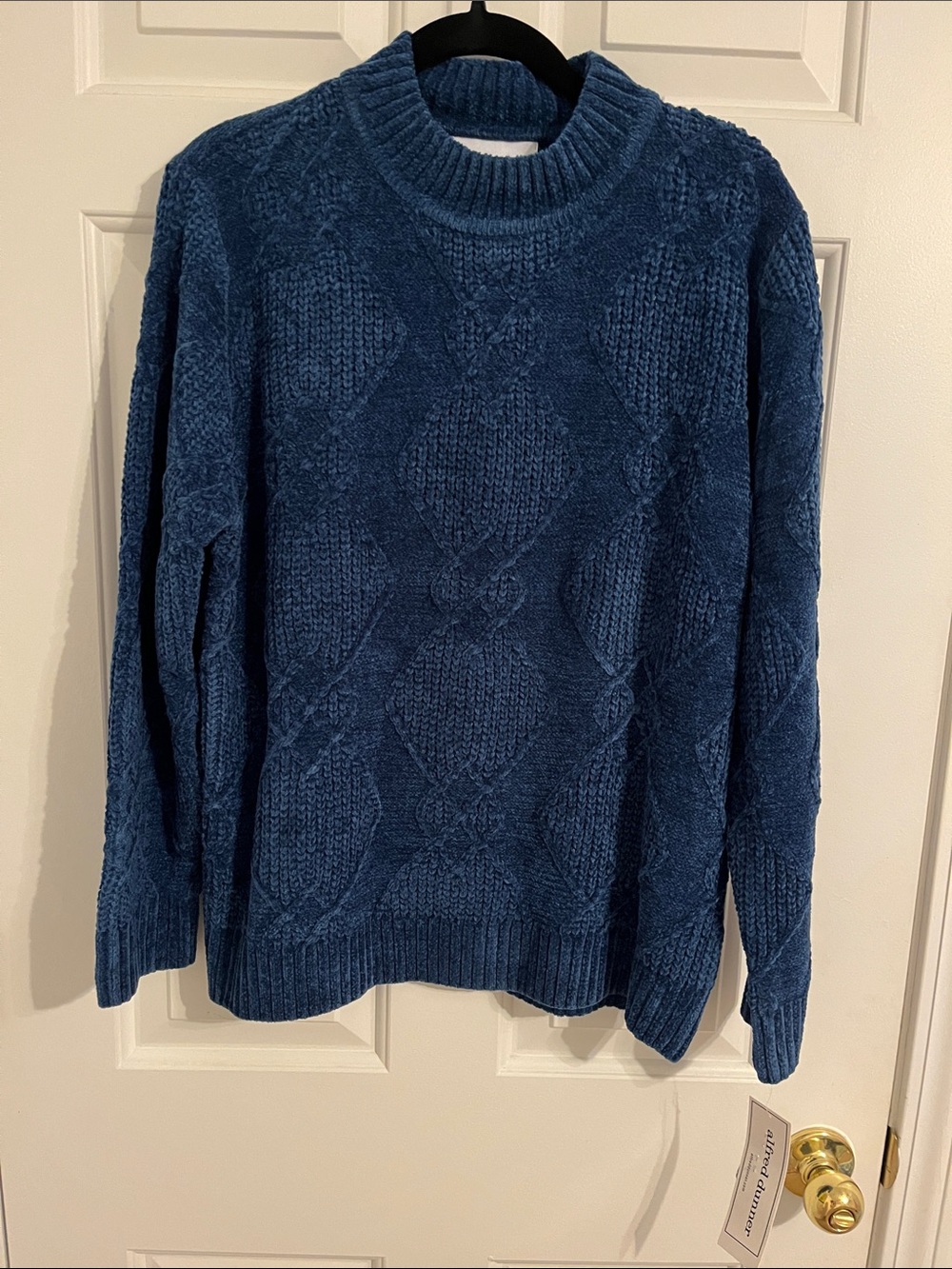 Alfred Dunner Blue Cable-Knit Crewneck Sweater